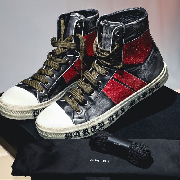 AMIRI Party red glitter high tops Sz 42 US 9 - Picture 6 of 7